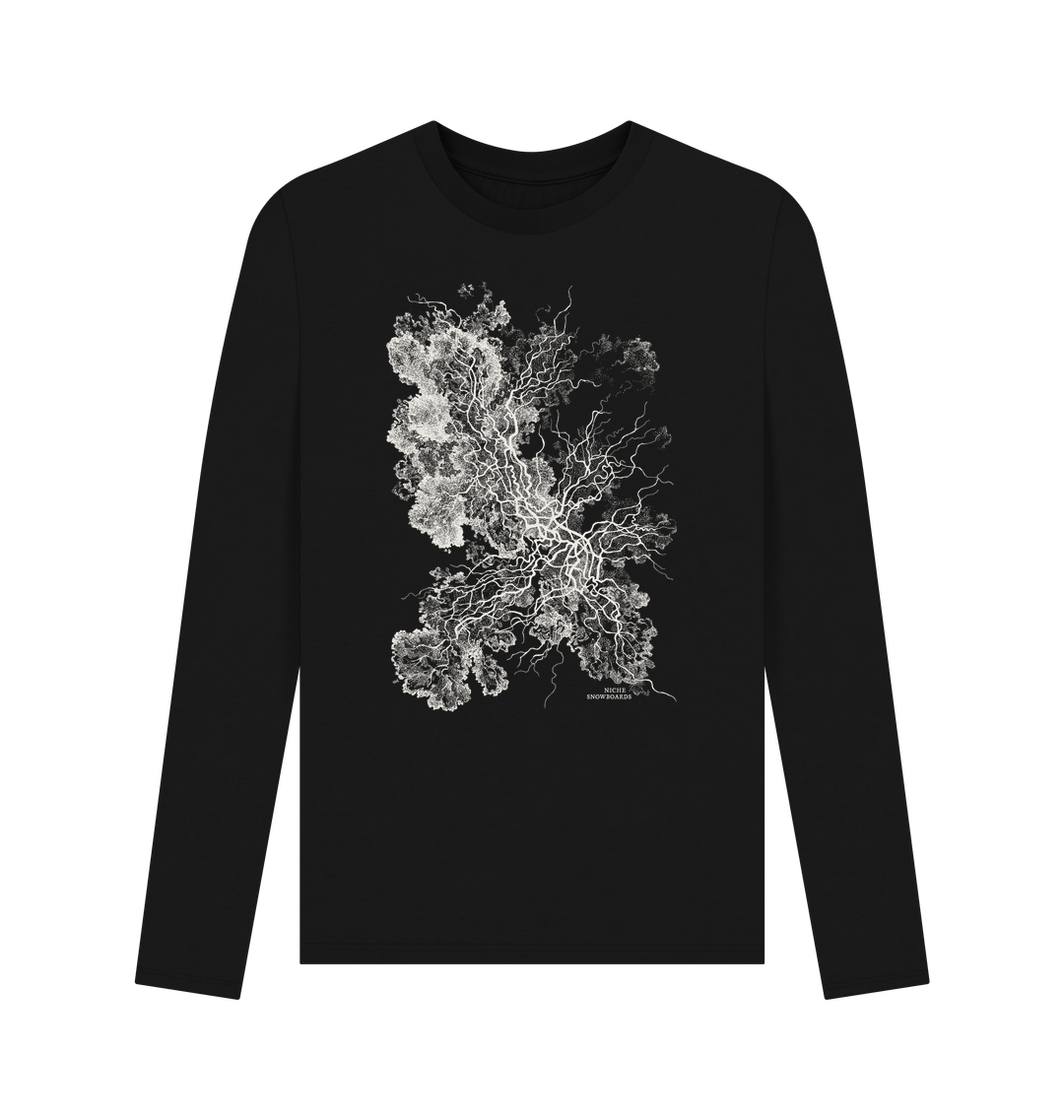 Black Printed Long Sleeve T Shirt Front