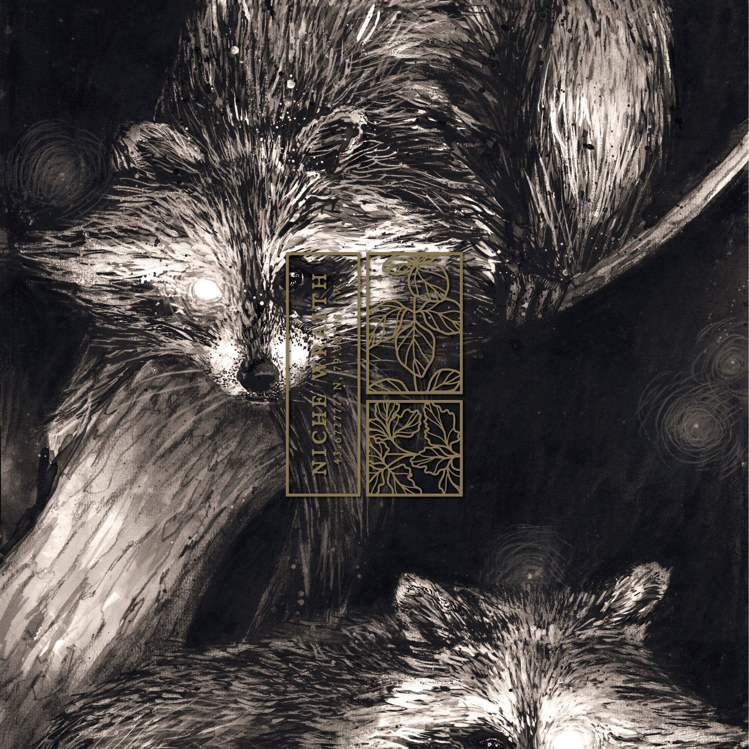 niche wraith snowboard raccoon graphic detail