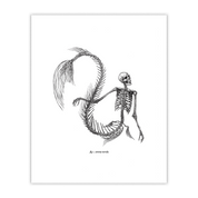 mermaid skeleton art print