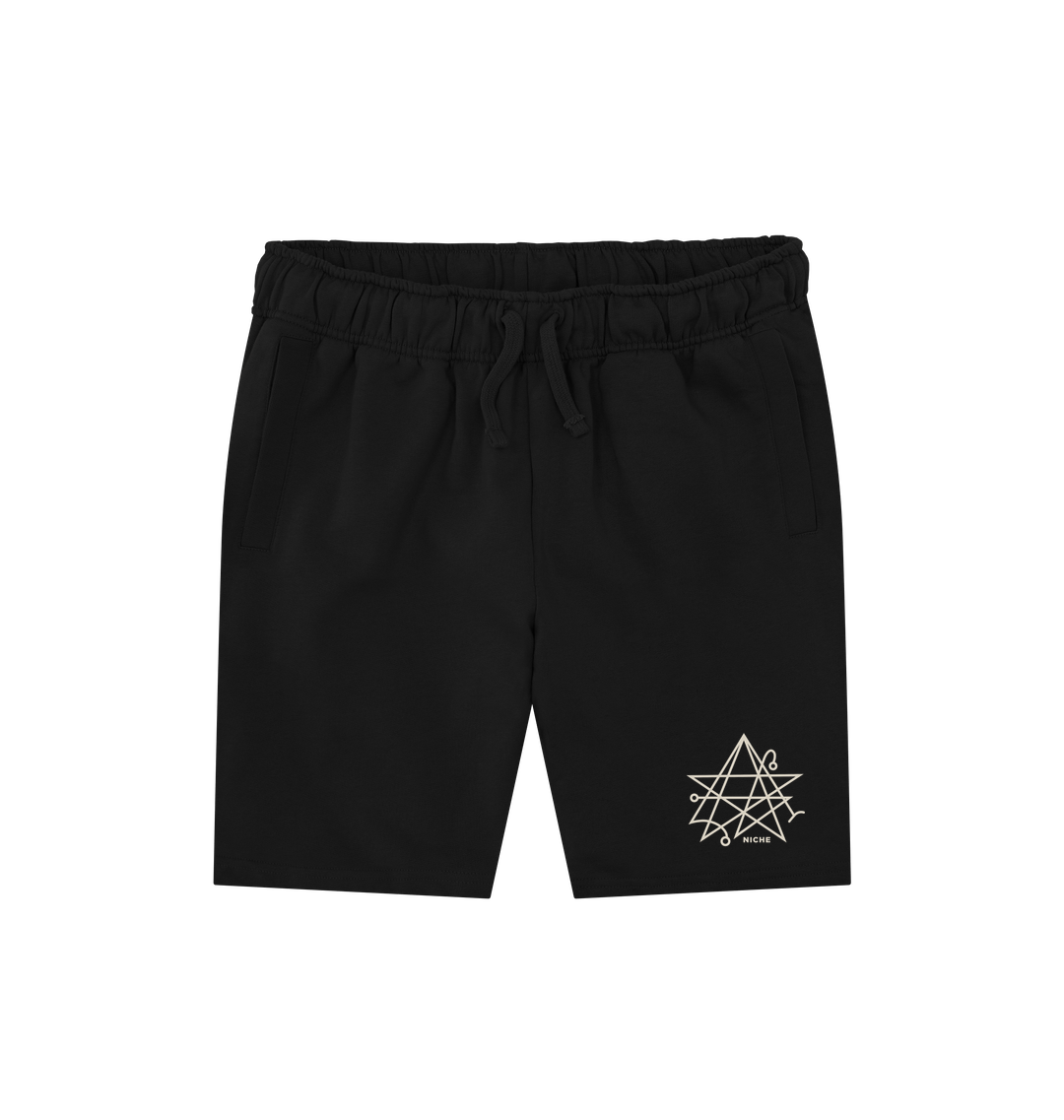 Black Printed Mens Shorts Front