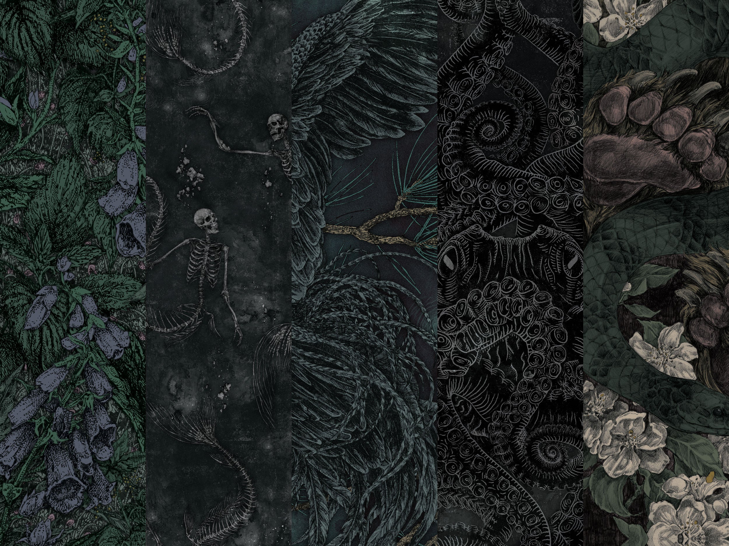 niche snowboard graphics collage