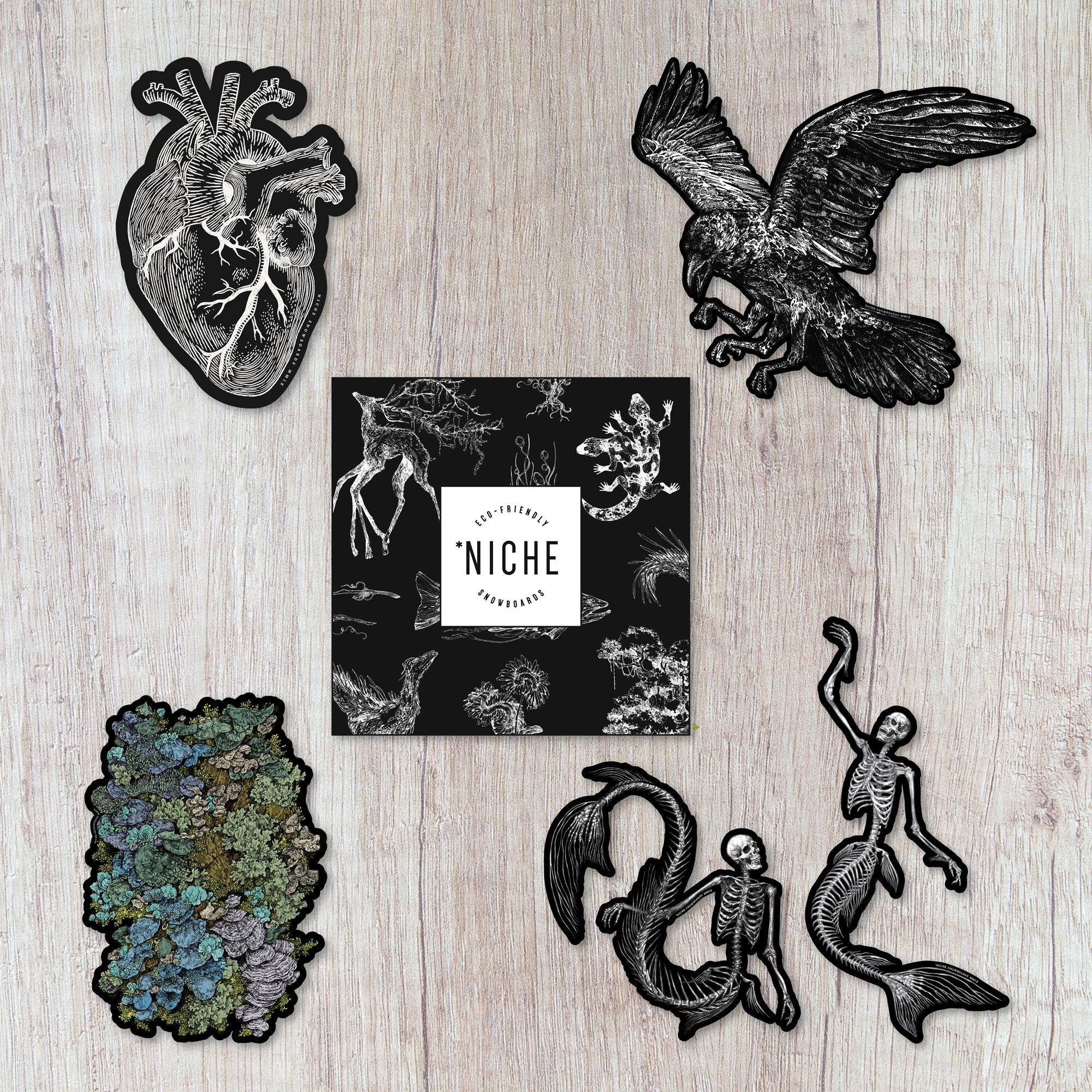 niche snowboards sticker pack